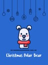 Christmas polar bear icon with christmas ornament elements hanging Royalty Free Stock Photo