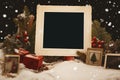 Christmas Polaroid photo frames mockup adding a touch of nostalgia to photos Royalty Free Stock Photo