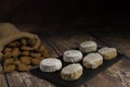 Christmas polvorones on slate plate and almond