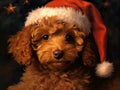 christmas poodle cute puppy generative AI