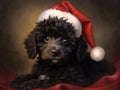 christmas poodle cute puppy painting generative AI