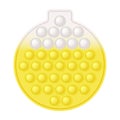 Christmas popit trendy fidget toy - holiday bauble in yellow and white colors. Christmas tree ball colorful pop it toy