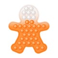 Christmas popit trendy fidget toy - holiday gingerbread man in orange and white colors. New Year colorful pop it toy