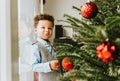 Christmas portrait of adorable african toddler boy Royalty Free Stock Photo