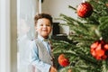 Christmas portrait of adorable african toddler boy Royalty Free Stock Photo