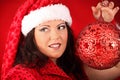 Christmas portrait of beautiful plus size young woman Royalty Free Stock Photo