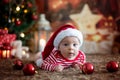 Christmas portrait of cute little newborn baby boy