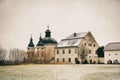 Christmas Post Office Christkindl Postamt and Cathloic Church in Royalty Free Stock Photo