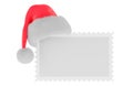 Christmas postage stamp with Santa Hat. 3D rendering Royalty Free Stock Photo