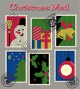 Christmas Postage Stamp Season Set Royalty Free Stock Photo