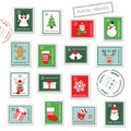 Christmas postal stamps set.