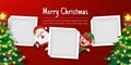 Christmas postcard banner of Santa Claus and elf with blank photo frame Royalty Free Stock Photo