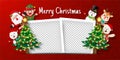 Christmas postcard banner of Santa Claus and friends with photo frame Royalty Free Stock Photo