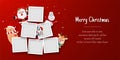Christmas postcard banner of Santa Claus and reindeer with blank photo frame Royalty Free Stock Photo