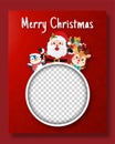 Christmas postcard of blank photo frame with Santa Claus and friend Royalty Free Stock Photo