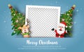 Christmas postcard with Snowman and blank photo frame Royalty Free Stock Photo