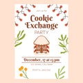 Christmas poster template, Invitation for Xmas cookie swap party. Vertical flyer decorated with gingerbread cookies