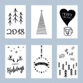 Christmas Posters set. Set of Winter Holiday card templates.