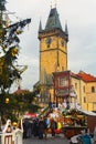 Christmas in Prague. New Year tree and Christmas market at Old Town Square in Prague. Czech Republic