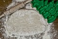 Christmas preparations, fresh pie dough, rolling pin and Christmas tree baking dish.