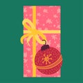 Christmas present from above flat vector illustration Royalty Free Stock Photo