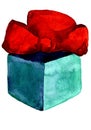 Christmas present box with red bow Royalty Free Stock Photo