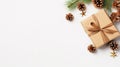 Christmas Gift Decoration With Gift Wrapping And Pine Cones Royalty Free Stock Photo