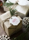 Christmas present boxes close up Royalty Free Stock Photo