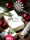 Christmas present boxes close up Royalty Free Stock Photo