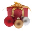 Christmas present with Christmas tree ball Royalty Free Stock Photo