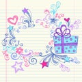 Christmas Present Gift Hand-Drawn Sketchy Doodles Royalty Free Stock Photo