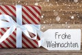 Christmas Present, Label, Frohe Weihnachten Means Merry Christmas, Snowflakes