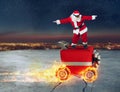 Christmas present like a car. Concept of priority and fast delivery Royalty Free Stock Photo