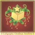 Christmas present on the spruse. Royalty Free Stock Photo
