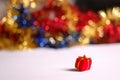 Christmas present and tinsel Royalty Free Stock Photo