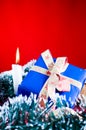 Christmas present and tinsel Royalty Free Stock Photo