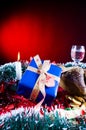 Christmas present and tinsel Royalty Free Stock Photo