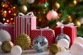 Christmas presents and balls Royalty Free Stock Photo