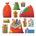 Christmas presents cartoon icons set