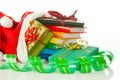 Christmas presents with e-book reader and books Royalty Free Stock Photo