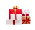 Christmas presents. Gift boxes with ribbons. Royalty Free Stock Photo