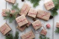 Christmas presents and gift boxes wrapped in kraft paper Royalty Free Stock Photo