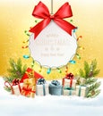 Christmas presents with a gift card and a gift boxes. Royalty Free Stock Photo