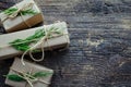 Christmas presents with natural decorations Royalty Free Stock Photo