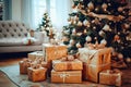 Christmas Presents Under a Stunningly Decorated Tree - Generative AI Royalty Free Stock Photo