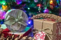 Christmas presents under the tree.Christmas gifts for whole family Royalty Free Stock Photo