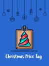 Christmas Price Tag icon with christmas ornament elements hanging background Royalty Free Stock Photo