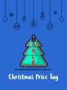 Christmas Price Tag icon with christmas ornament elements hanging Royalty Free Stock Photo