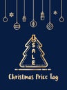 Christmas Price Tag icon with christmas ornament elements hanging Royalty Free Stock Photo