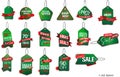 Christmas Price tags on white background in red and green colors. Royalty Free Stock Photo